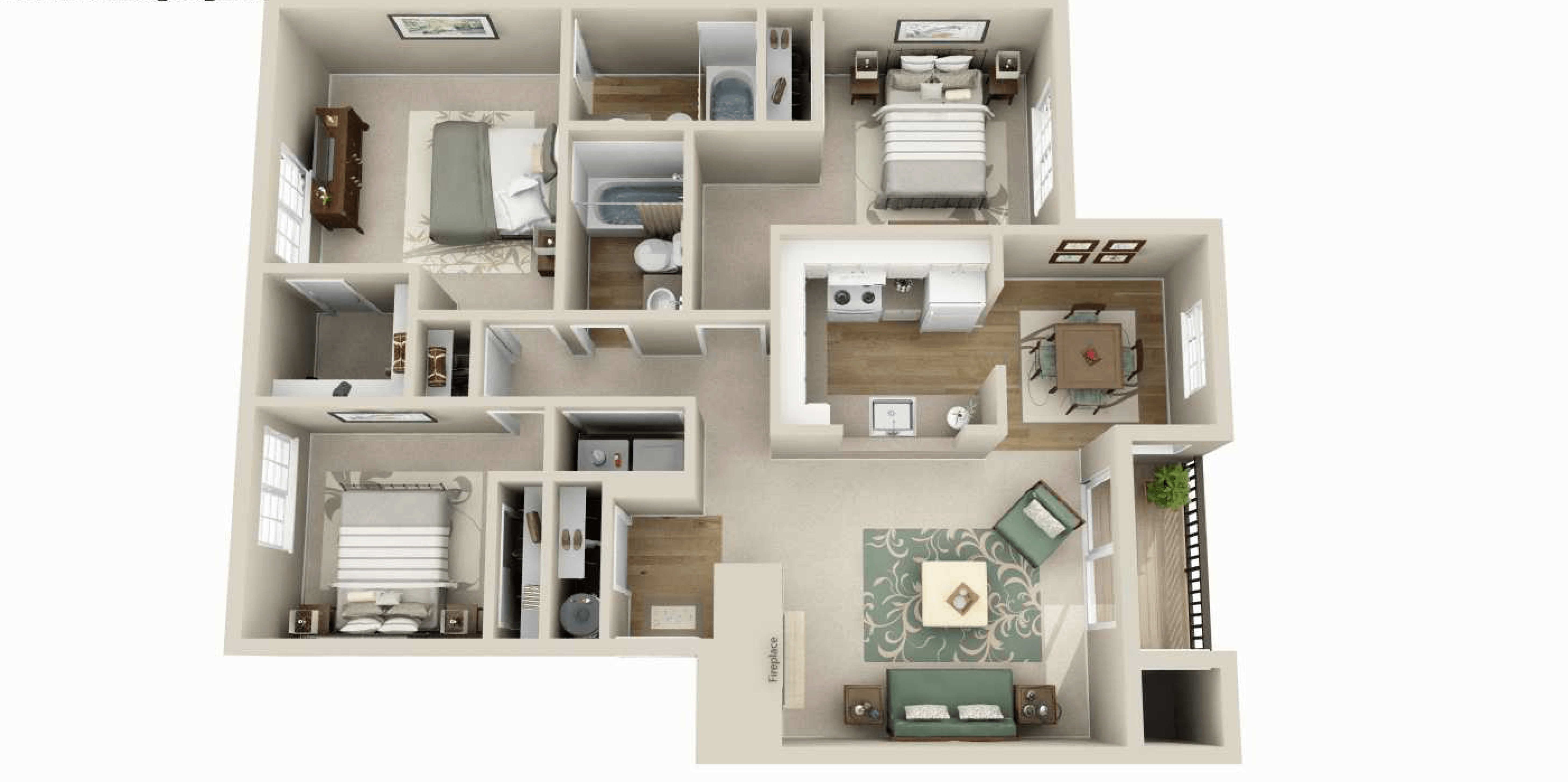 The Pointe Apartments 3x2 A Renovated Floor Plan